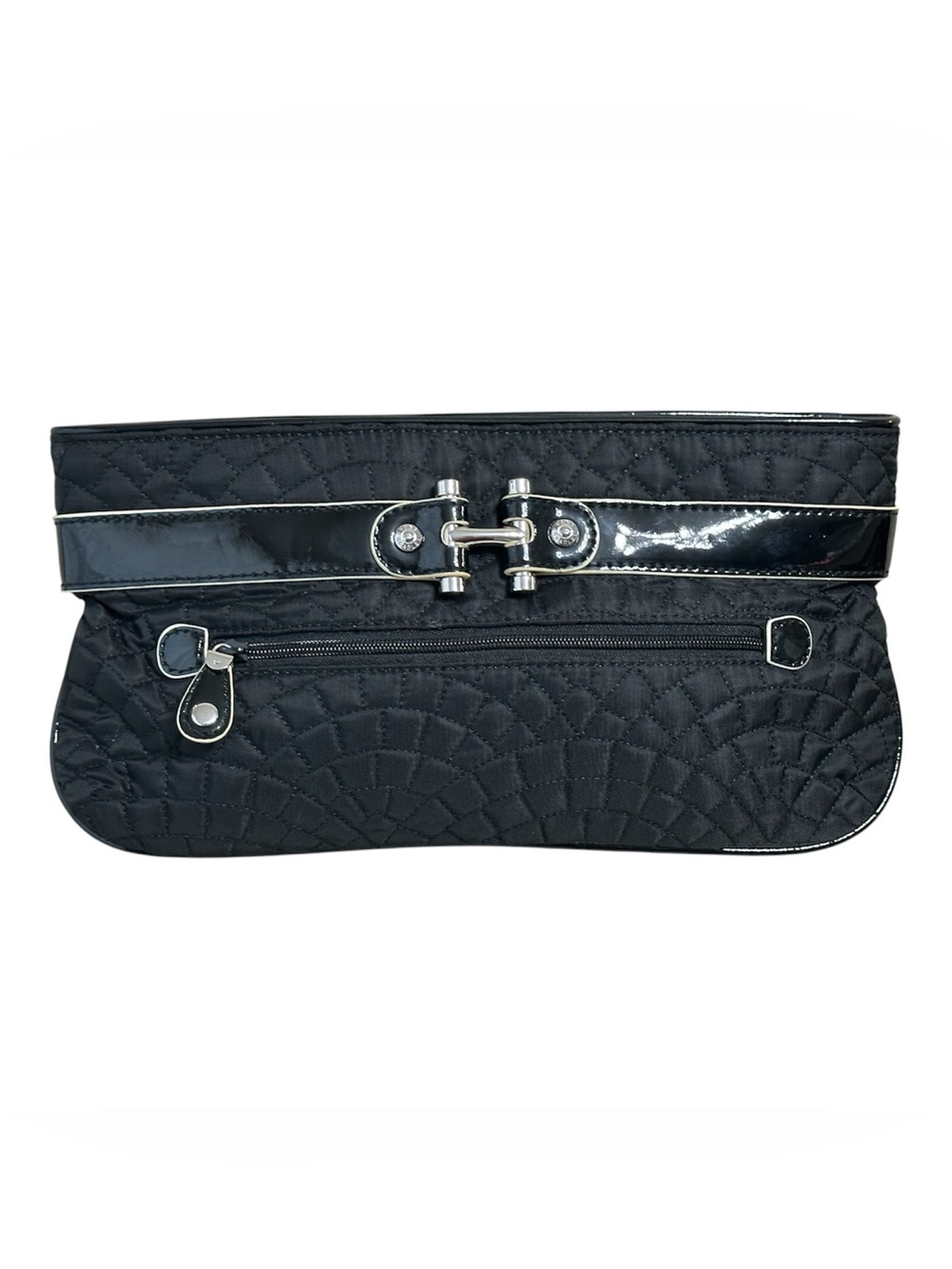 Vera Bradley Quilted Clutch Black Patent Leather trim Purse tote